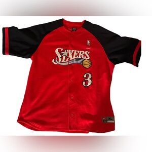 Nike Sixers Red and Black Men's Vintage Jersey
